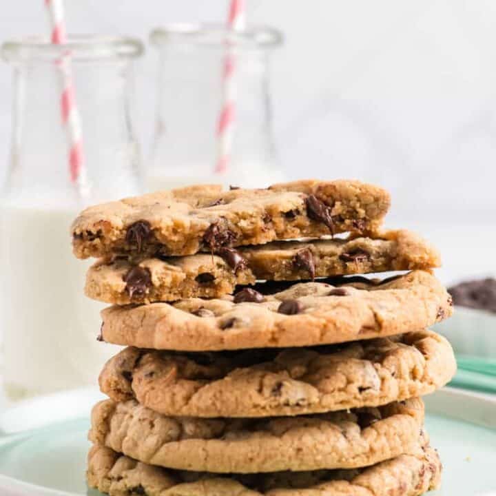 Broken stack of Best Big Fat Chewy Chocolate Chip Cookies