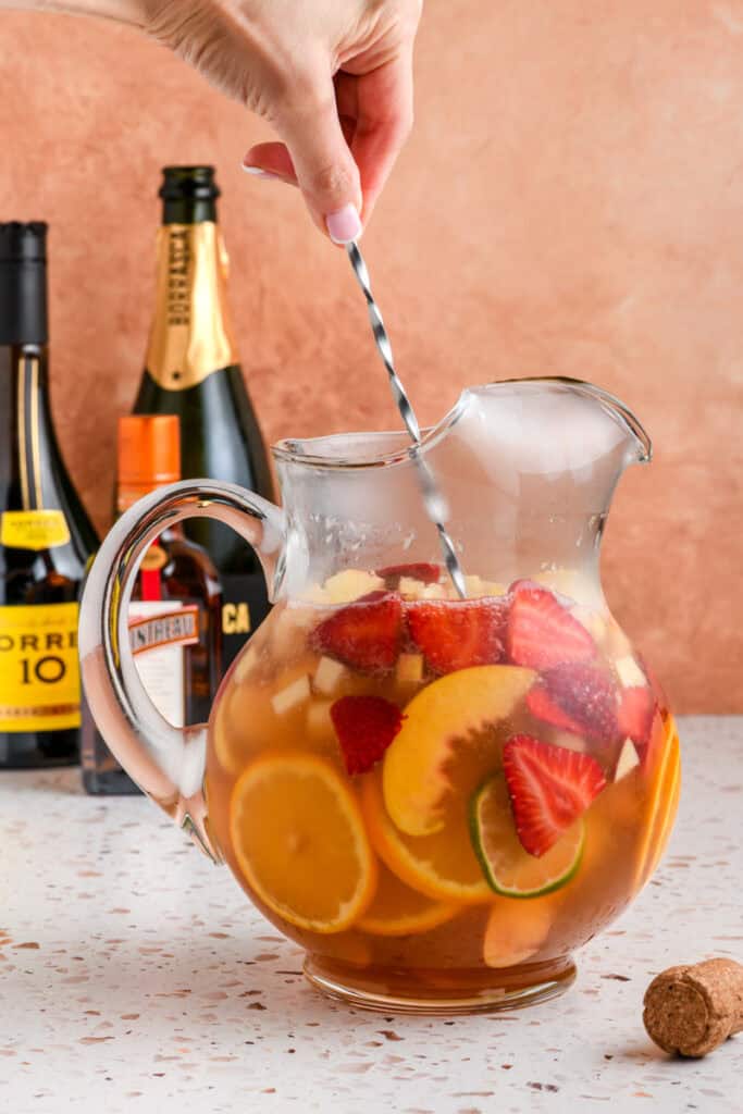 Sparkling Sangria getting stirred up.
